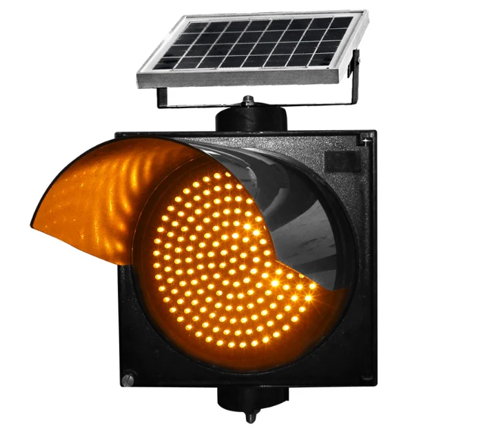 300mm Solar Yellow Flashing Led Traffic Warning Signal Light