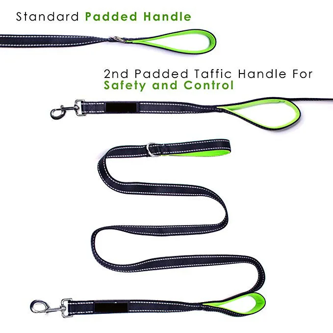 Hanyang OEM Custom Two Double Handles Dog Leash Reflective Nylon Dog Leash Dog Collar Pet Lead Custom Pet Products Pet Supplies