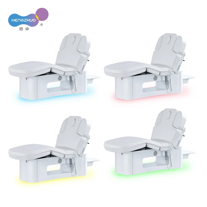 Height Adjustable Electric Massage Table for Beauty Treatment Heating Massage Spa Bed with LED Lamp