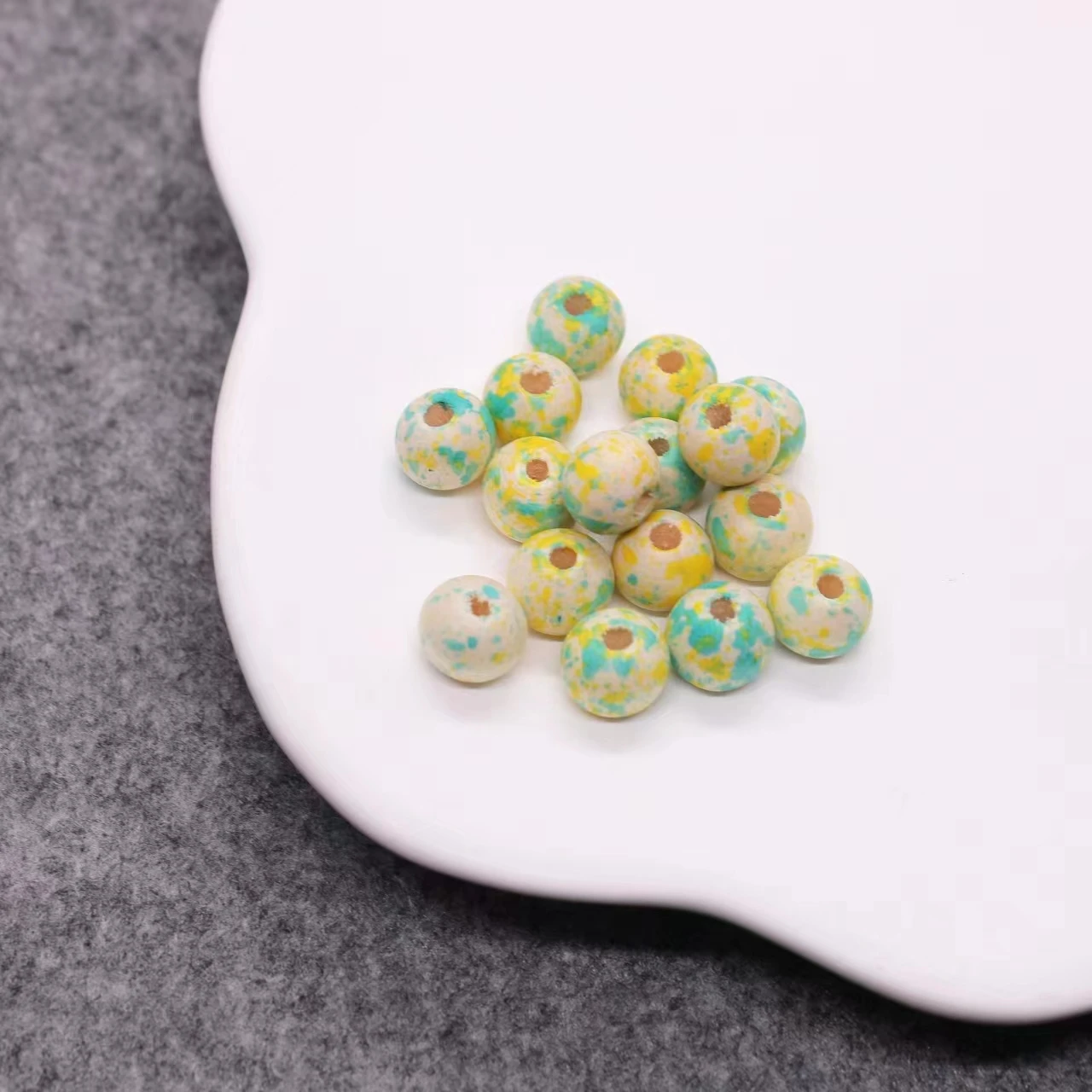 New Pattern Wooden Ball Natural Wood Unfinished Multi color Spot Beads for DIY Jewelry Accessories