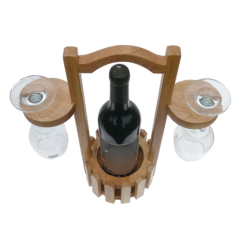 Home decoration storage Wood Wine Display standing glasses Rack red Wine Glass Bottle Holder