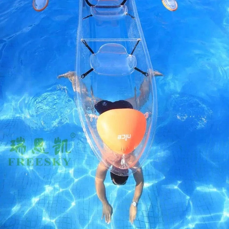 
Wholesale cheap plastic see through bottom crystal clear transparent kayaks with paddles <span style=