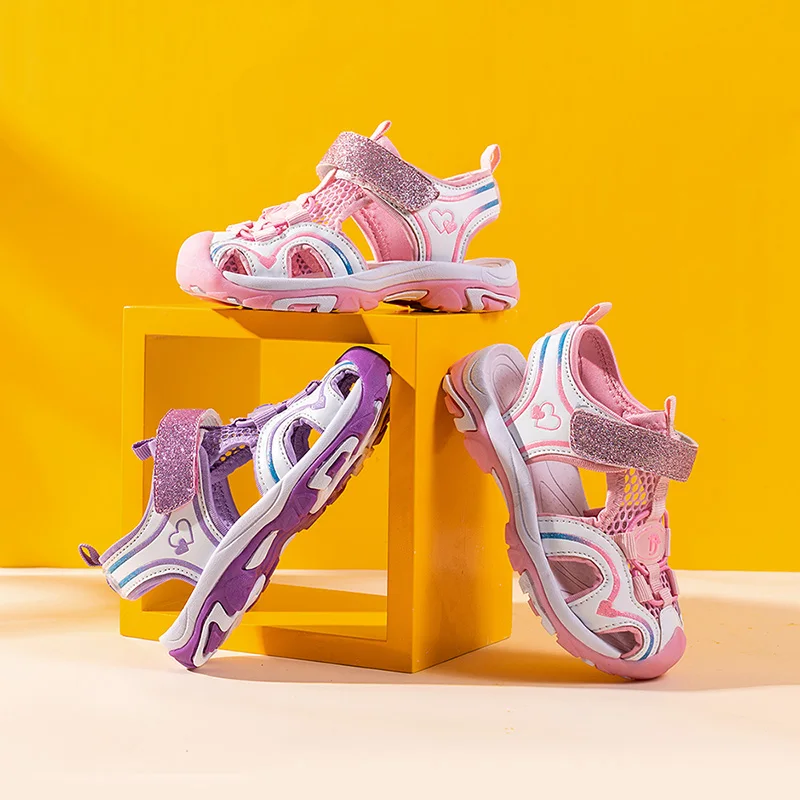 2021 летняя детская обувь модные детские сандалии на крючки для девочек летние пляжные сандалии с вырезами Размер 26 #-36 #