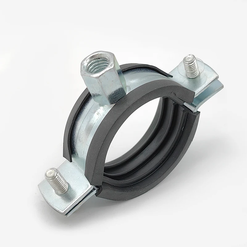 EPDM Pipe Clamp With Rubber Lined Split Two Screw Tube Wall Mounting Clamps