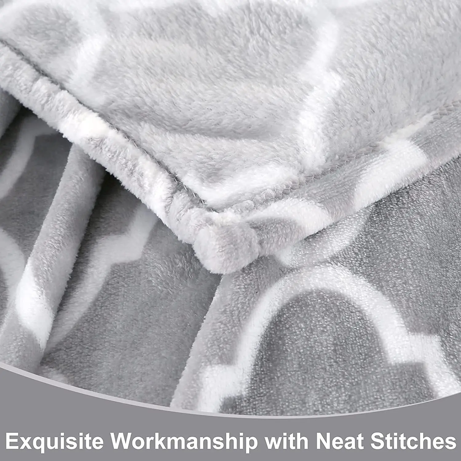 Geometric lines grey blanket fleece  super soft comfortable wool no shedding cover throw  lightweight microfiber for sofa bed