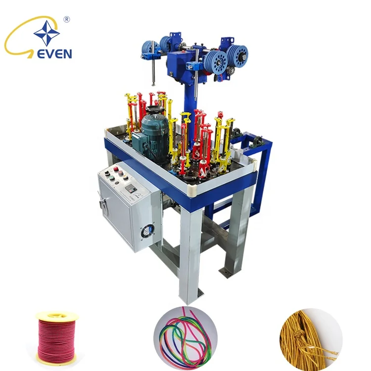 Advanced Technology 12 Spindle Round Elastic Cord Braiding Machine, High Speed Braiding Machine For Solid Spiral Cord