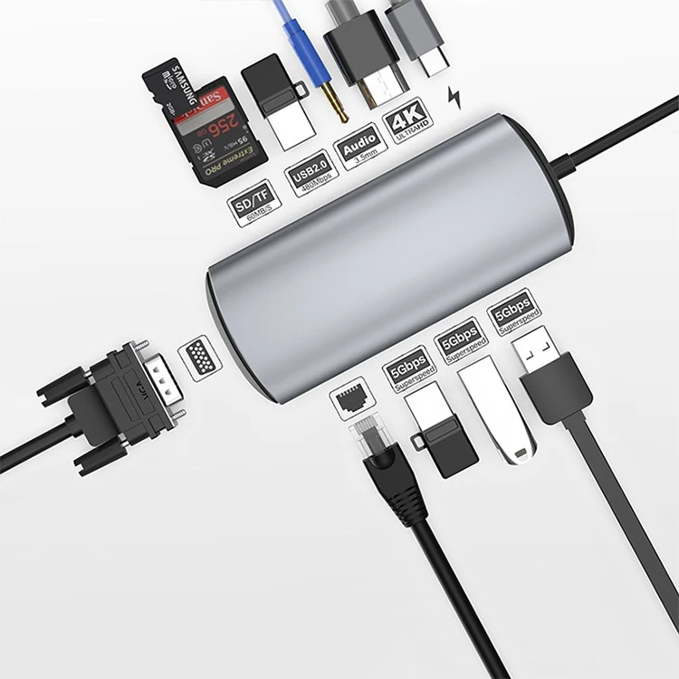 Оптовая продажа 4k Тип 11 порт концентратор адаптер Usb-c зарядное устройство концентратор Usb 3,0 Тип C концентратор конвертер