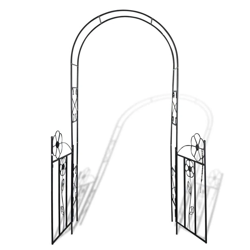 Flower Design Metal Garden Arbor with gate for Various Climbing Plant, Outdoor Garden Lawn Backyard