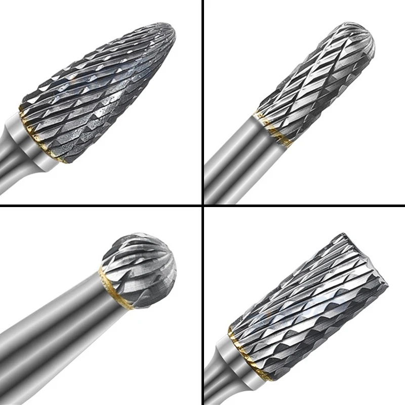 C type cylindrical grinding tungsten carbide  rotary burrs set cutter with end cut for wood carving and metal polishing