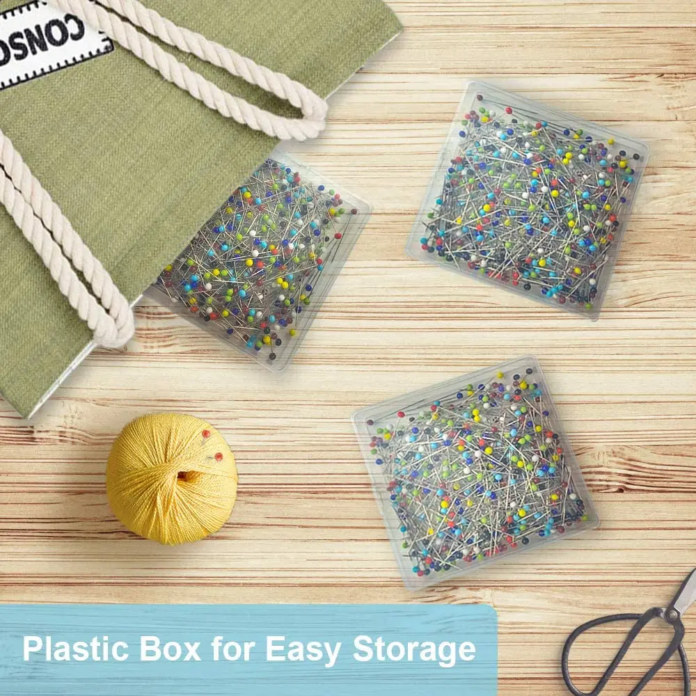 500 Pcs Colorful Sewing Pins Stainless Steel Quilting Pins Glass Head Pins for Fabric,Dressmaker