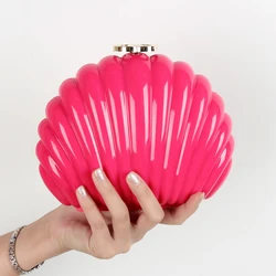 Fashion unique scallop fan shell shape jelly acrylic clutch bag women wedding dress bags handbags