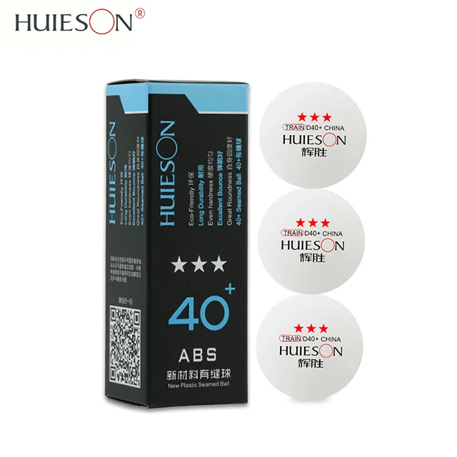 
HUIESON OEM Custom Printing Logo Box Packed Plastic 40+ New Materials ABS Professional 3 Stars Ping Pong Ball Table Tennsi Ball 