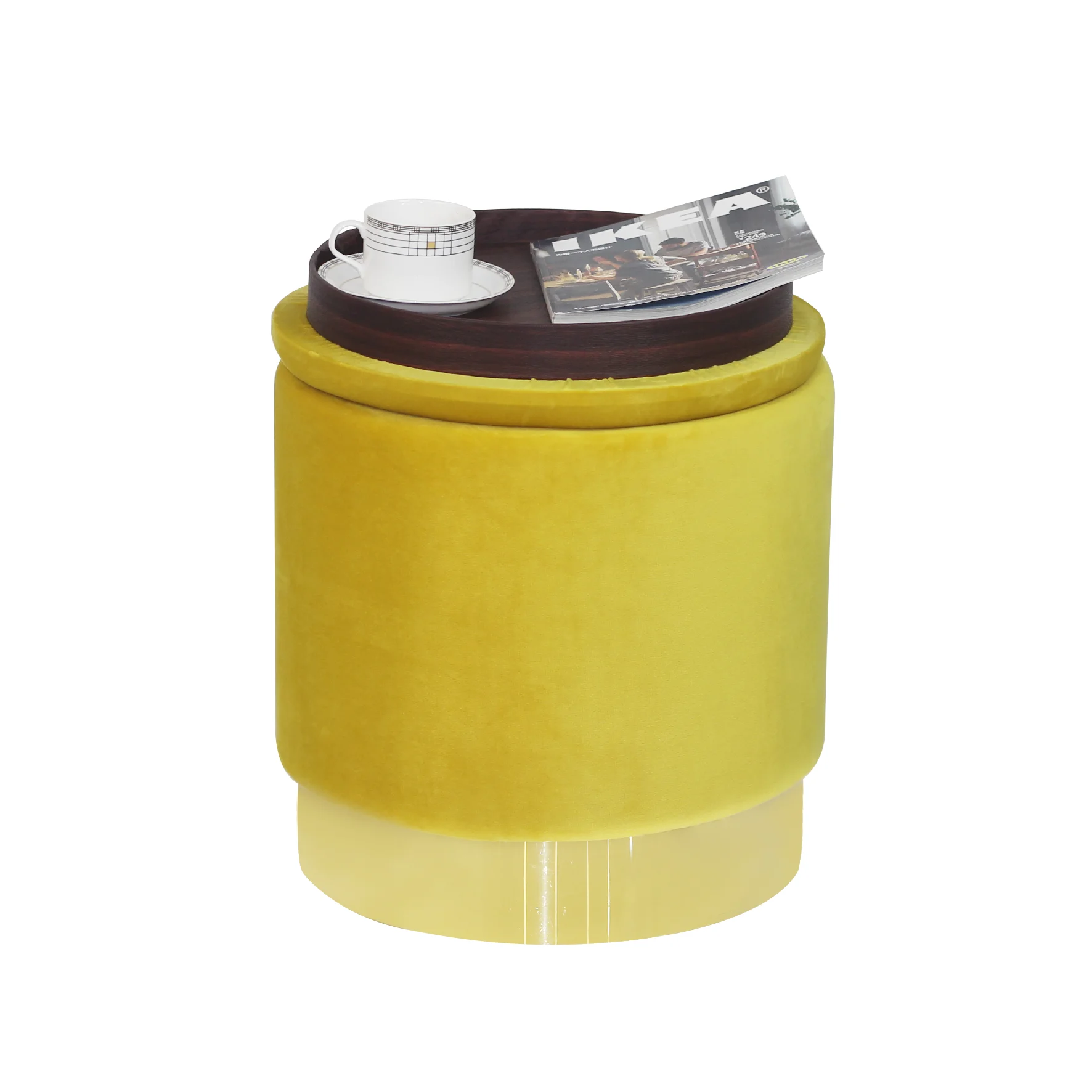 
Simplify home Velvet foldable storage round ottoman box with removable lid 