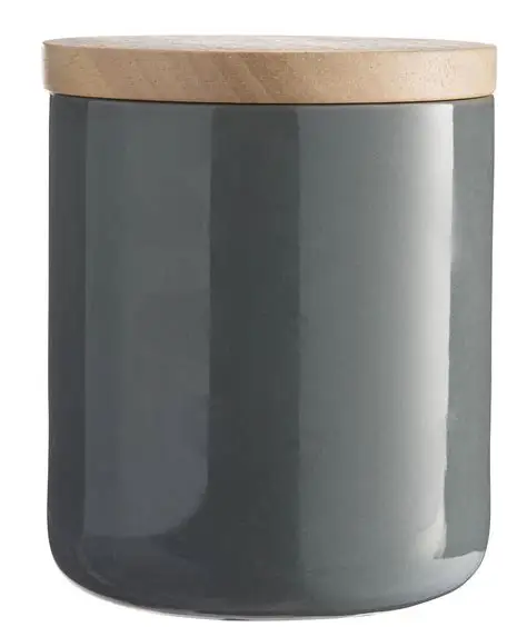 Kitchen sealed ceramic jar airtight storage 300g/500g ceramic storage jar with wooden bamboo lid