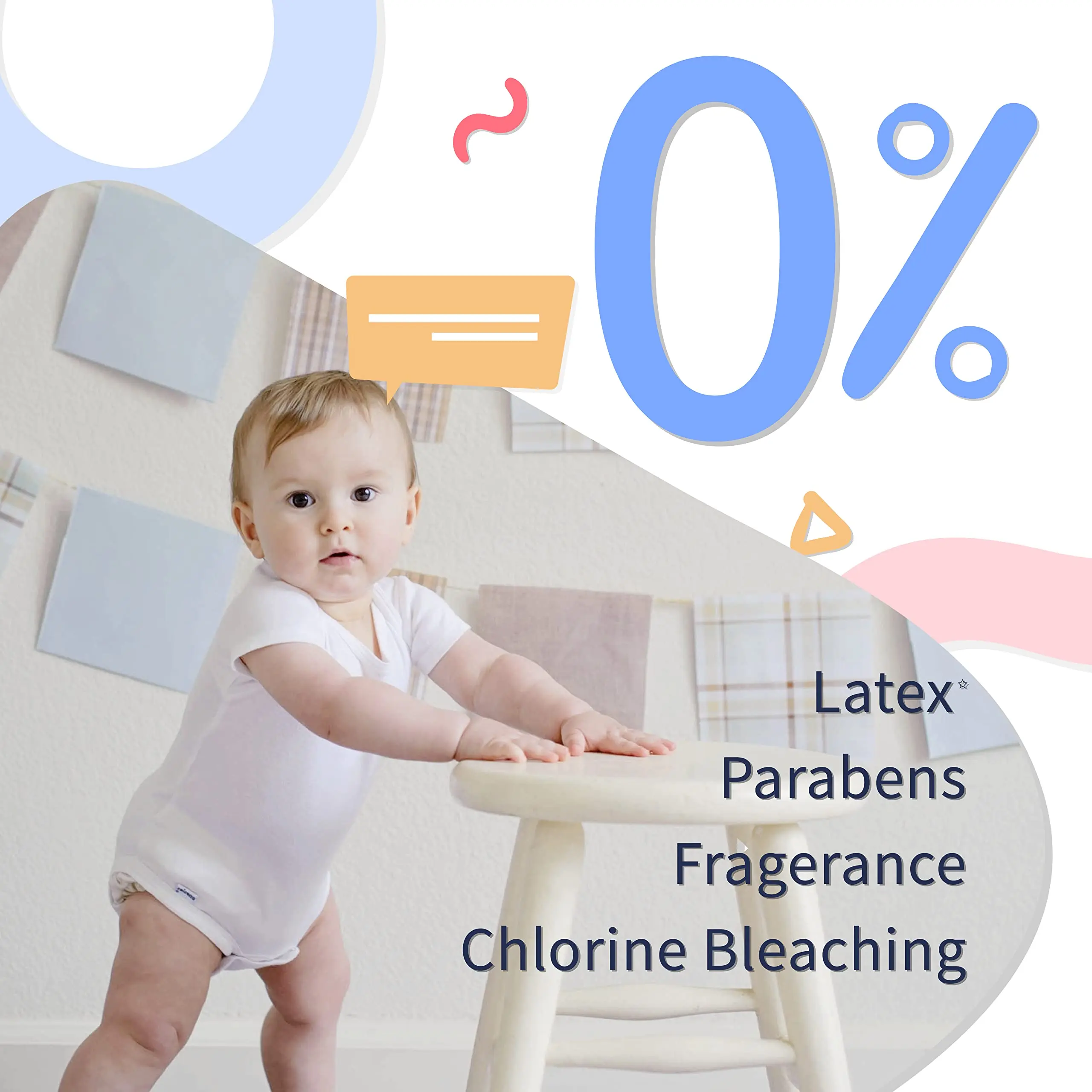 Diapers, Baby Bamboo Viscose Diapers, Eco-Friendly Natural Soft Disposable Nappies for Infant, Size 0 Suitable for 20 to 31lb