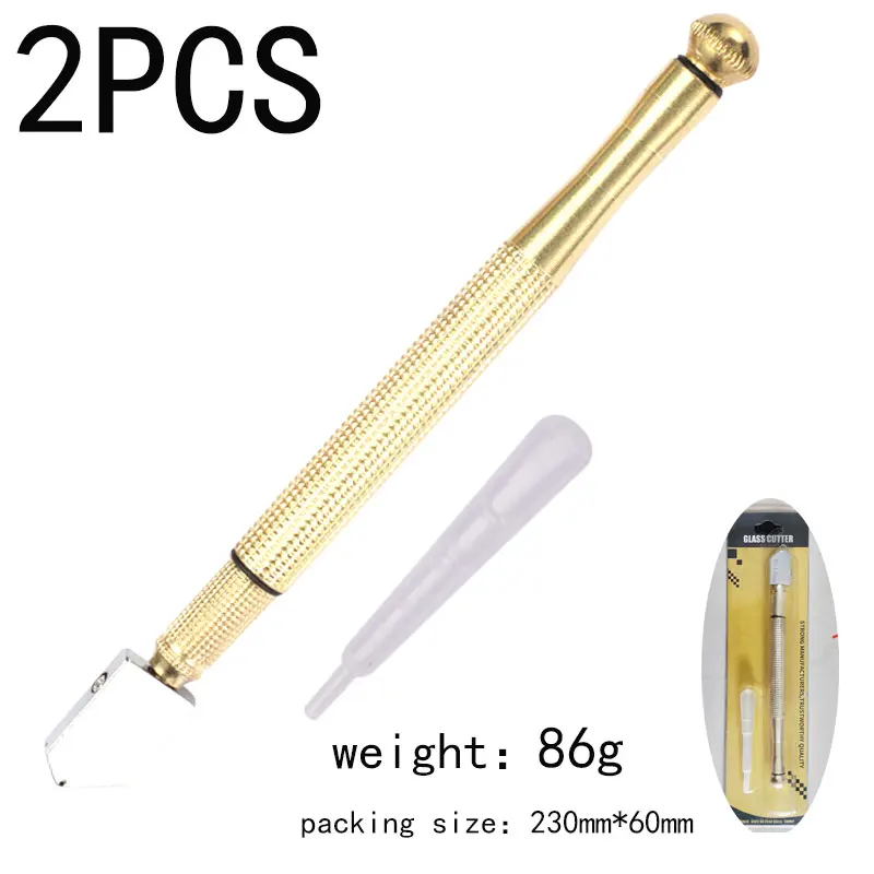 
2pcs glasscutter Made in China high quality big cutting tip wheel glass cutter with tungsten carbide scribing wheel tip 