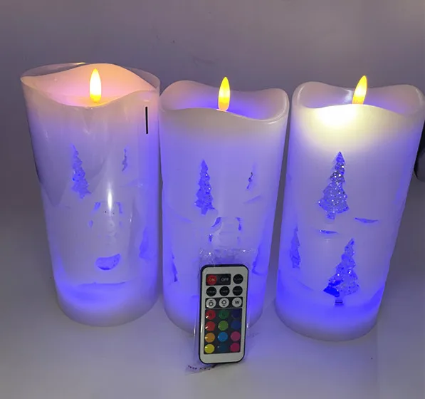 Newly designed Remote control function led 3D flame candle/Water swirl led light candle