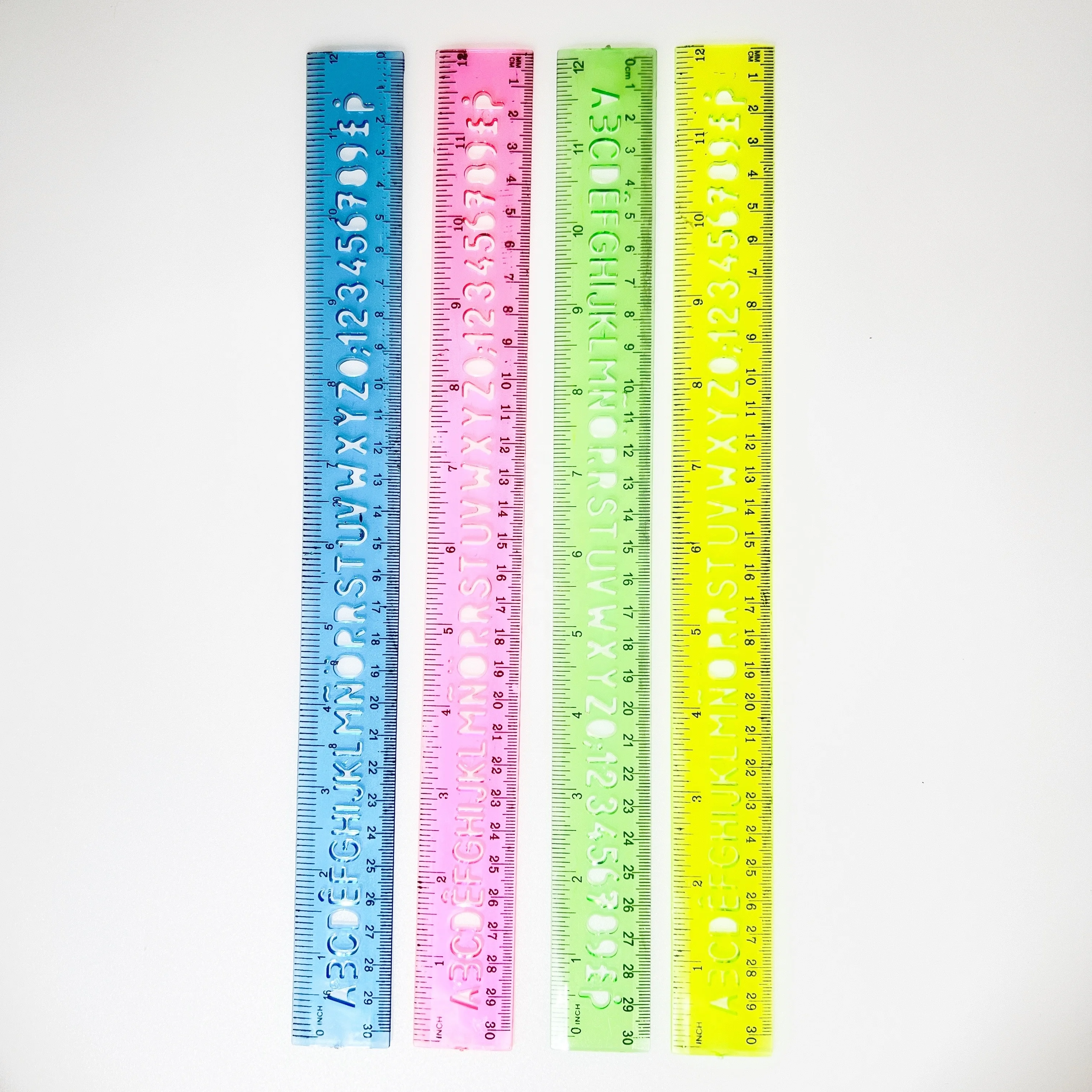 Wholesale cheap 30cm ruler plastic  straight rulers scale ruler set for office school