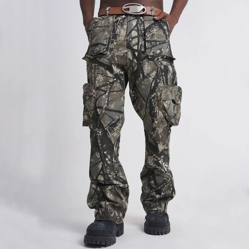 kargo pants for men custom 100% cotton track pants streetwear polyester with side pockets tactical camo cargo pants