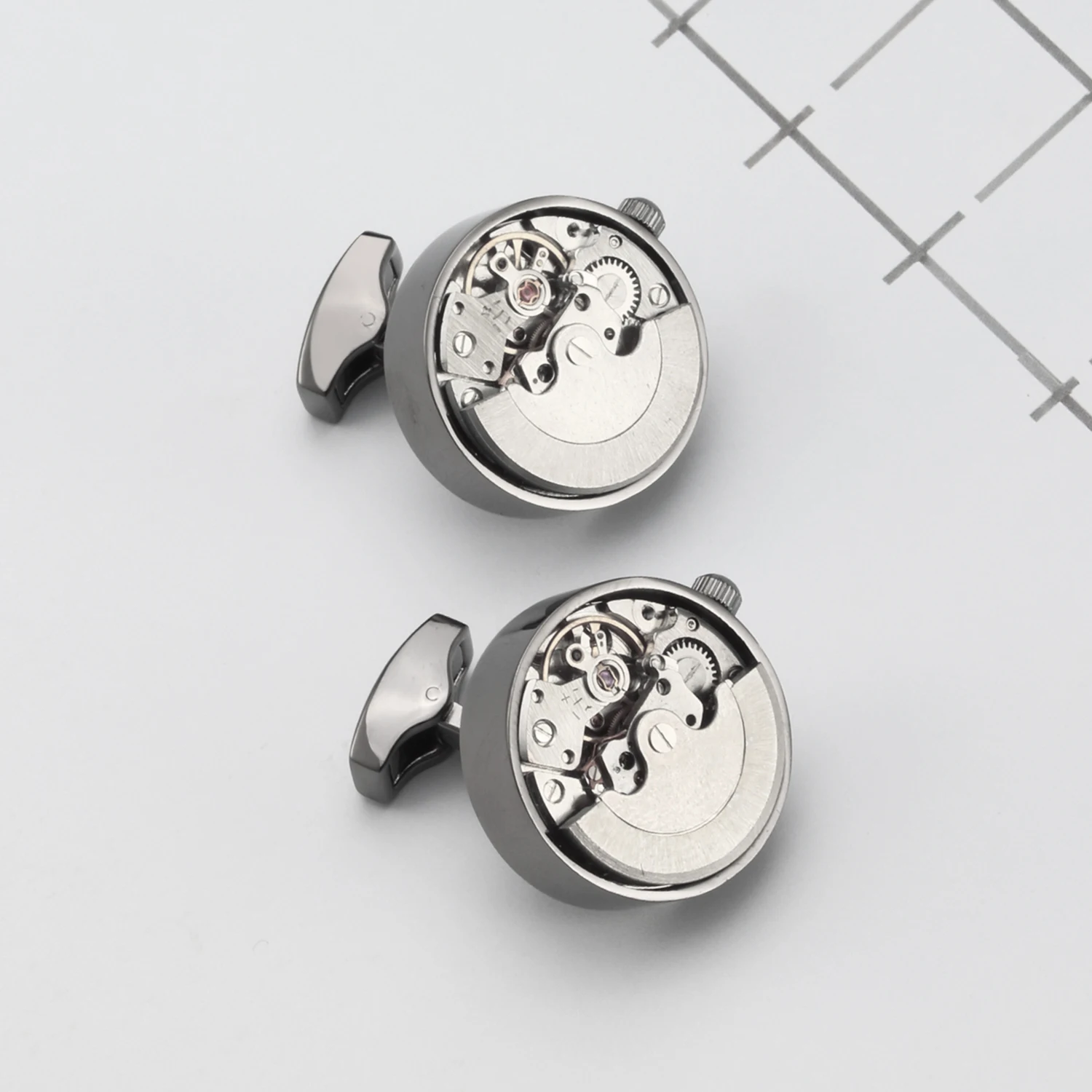 OB Jewelry-High-end Stock Cufflinks Brass Metal Movement Men Jewelry Luxury Style Mechanical Cufflinks For Amazon