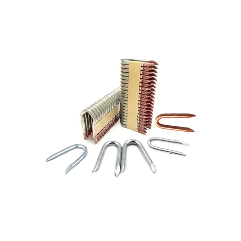 10.5Ga ST315 carbon steel, Galvanized Plain and Barbed Paper Collated Fencing Staples Barbed Shank U Nails Fence Staple/