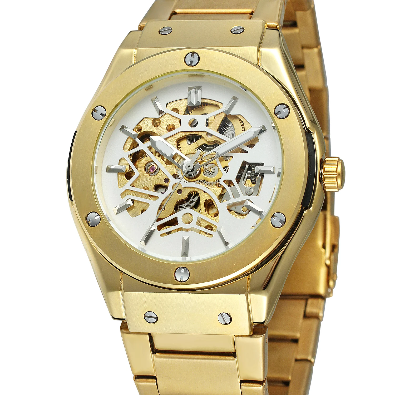 Popular Brand Forsining Men Vintage Luxury Metal Band Self-winding Full Automatic Mechanical Skeleton Wrist Watches