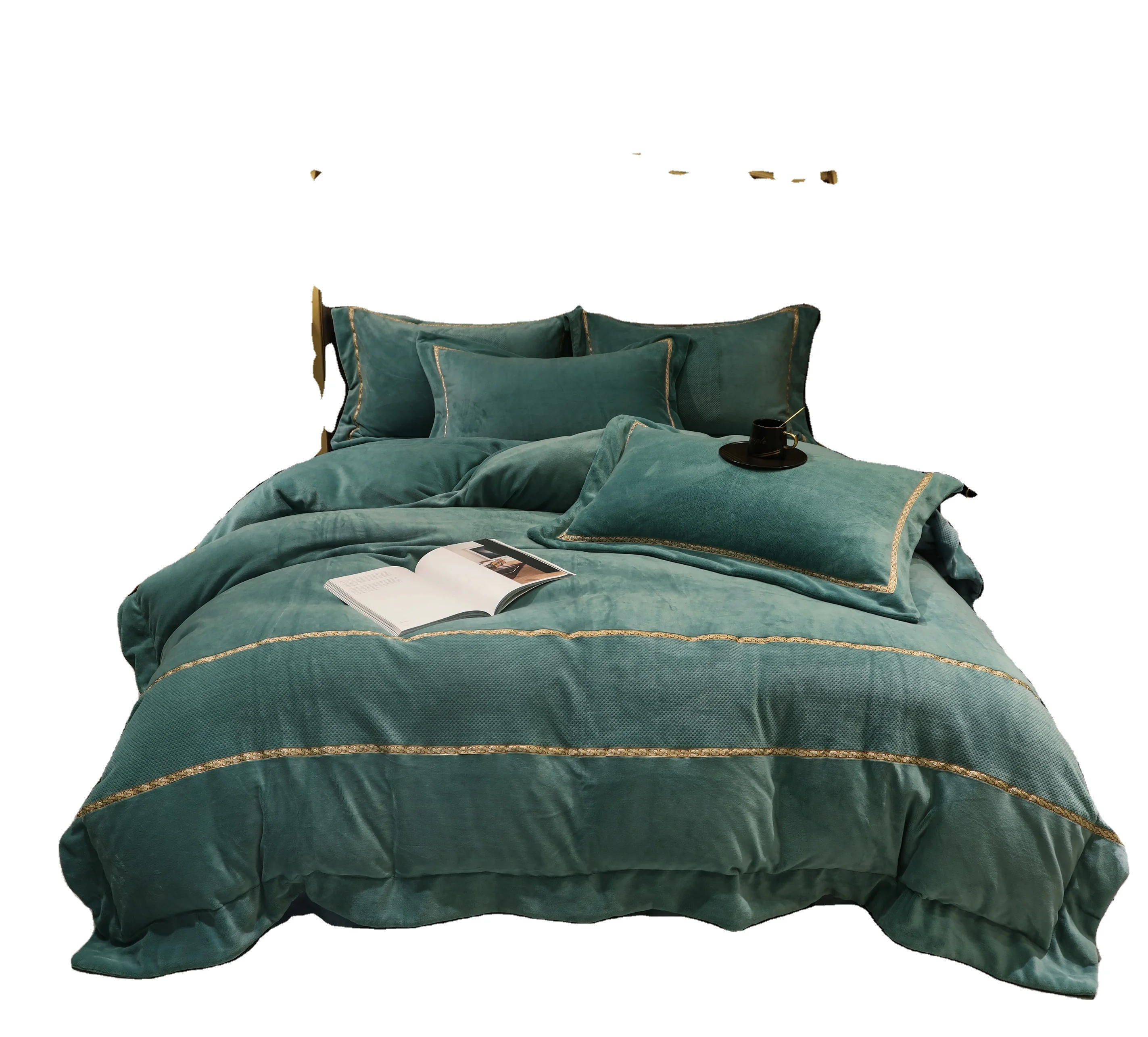 2021 new launch direct selling winter warm quilt flannel duvet covet set plush fleece blanket sheet set bedding sets