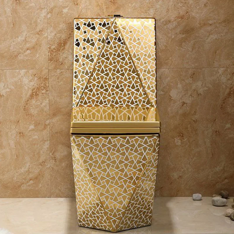Wholesale European Royal Luxury Floor Mounted One Piece Bathroom Ceramic Electroplated Golden Gold Toilet Bowl