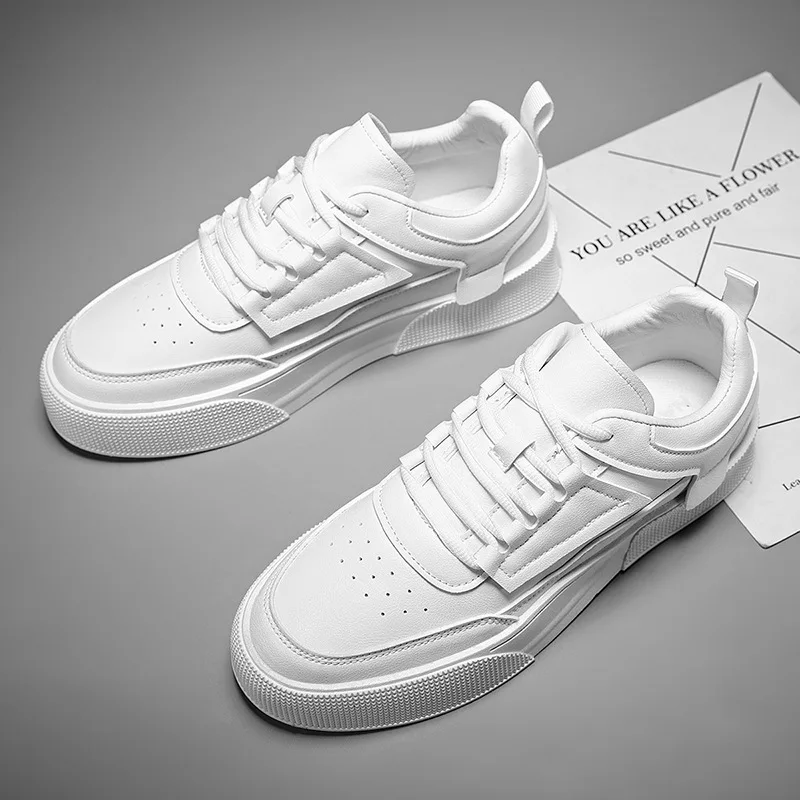 White Casual Leather Sneakers Waterproof Shoes 2023 Comfortable Spring Sneakers Men Casual Shoes