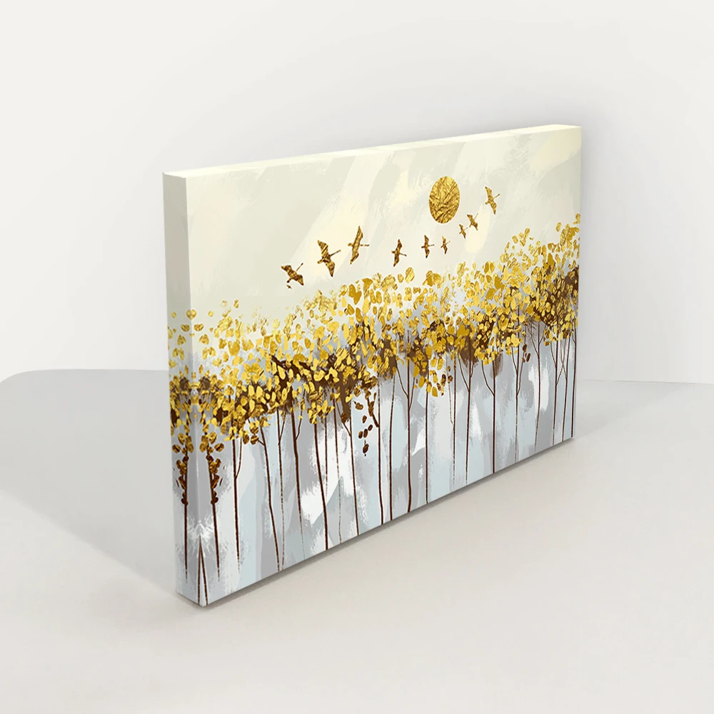 Abstract beautiful autumn forest landscape painting wall art canvas print on canvas