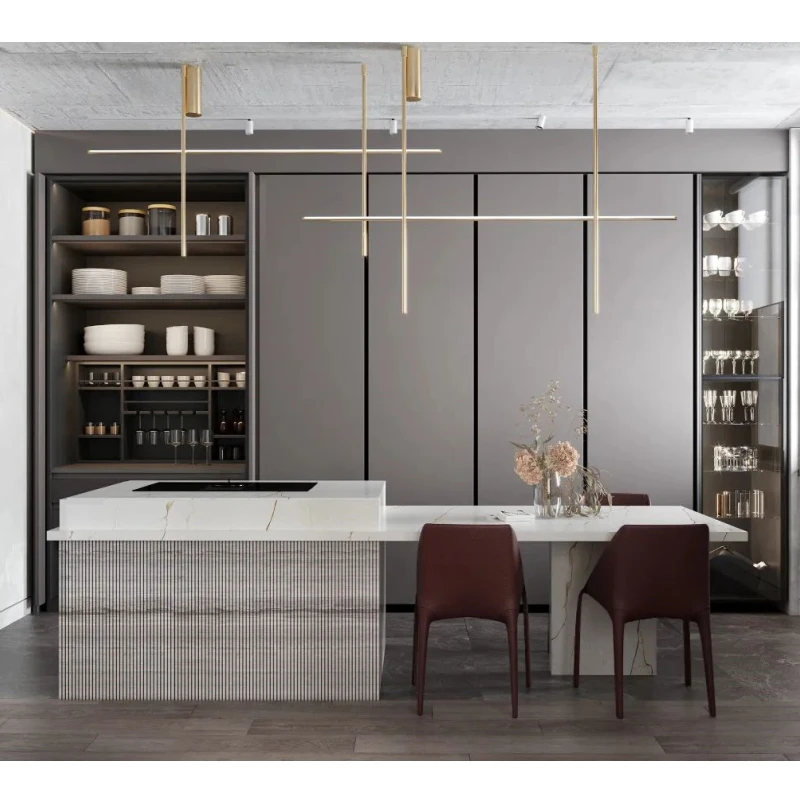 CBMMART Modern Design Custom Kitchen Cabinet  High Gloss  2 Pac Lacquer Finish Kitchen Furniture