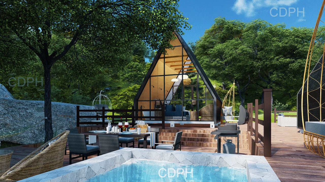 A frame Roof Prefabricated House Casa Prefabricada Modular Cabin Tiny Homes Triangular Maison Conteneur Prefab Houses