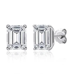 Professional Manufacturer 1CT CZ Cubic Zircon S925 Sterling Silver emerald cut stud earrings for women