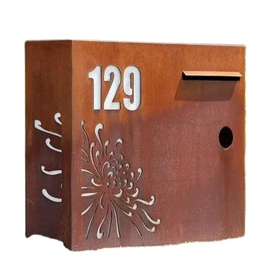 Modern Style Unique Rusted Corten Steel Outdoor Mailboxes For Sale