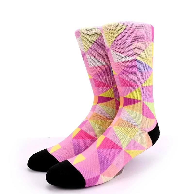Factory custom design 360 degree digital seamless mens compression sport bamboo printed socks
