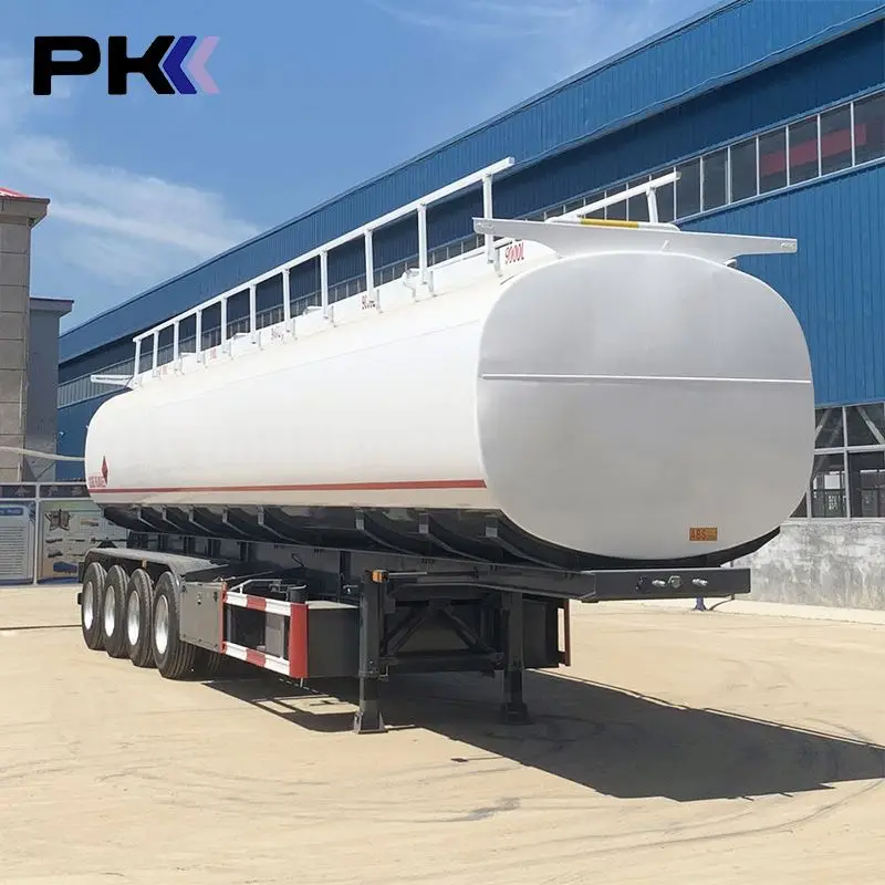 4 Axles White Liquid Tank Trucks Cimc Oil Fuel tank semi tanker truck trailer for sale