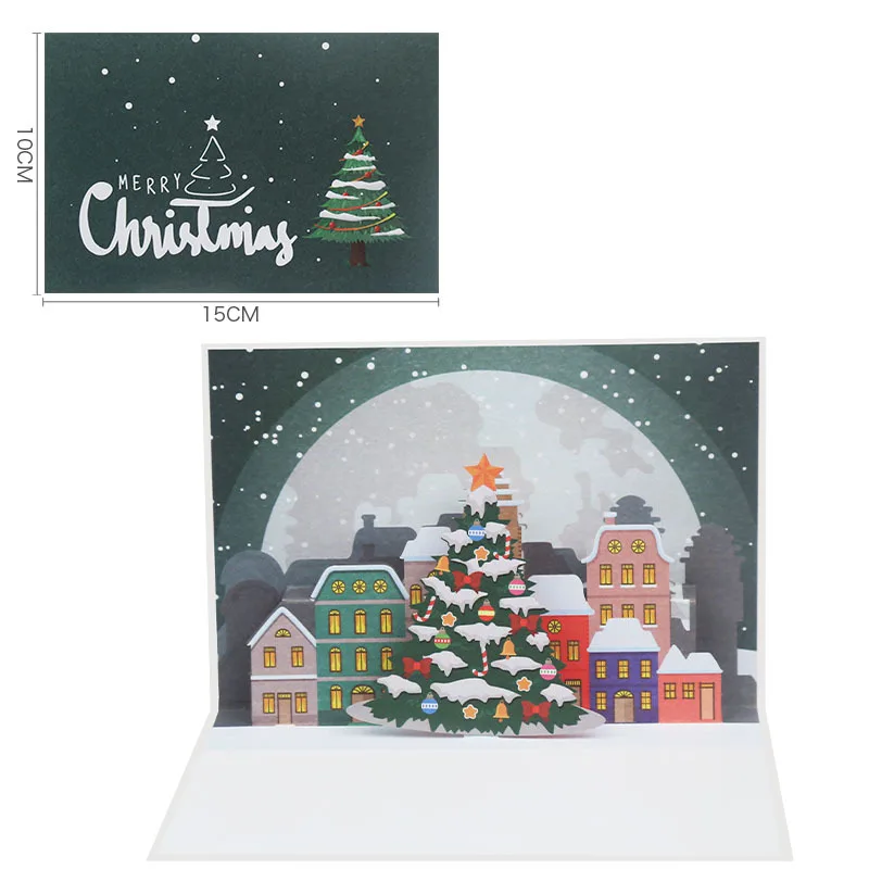 New arrival merry christmas pop up cards happy holidays christmas 3d greeting cards creative color