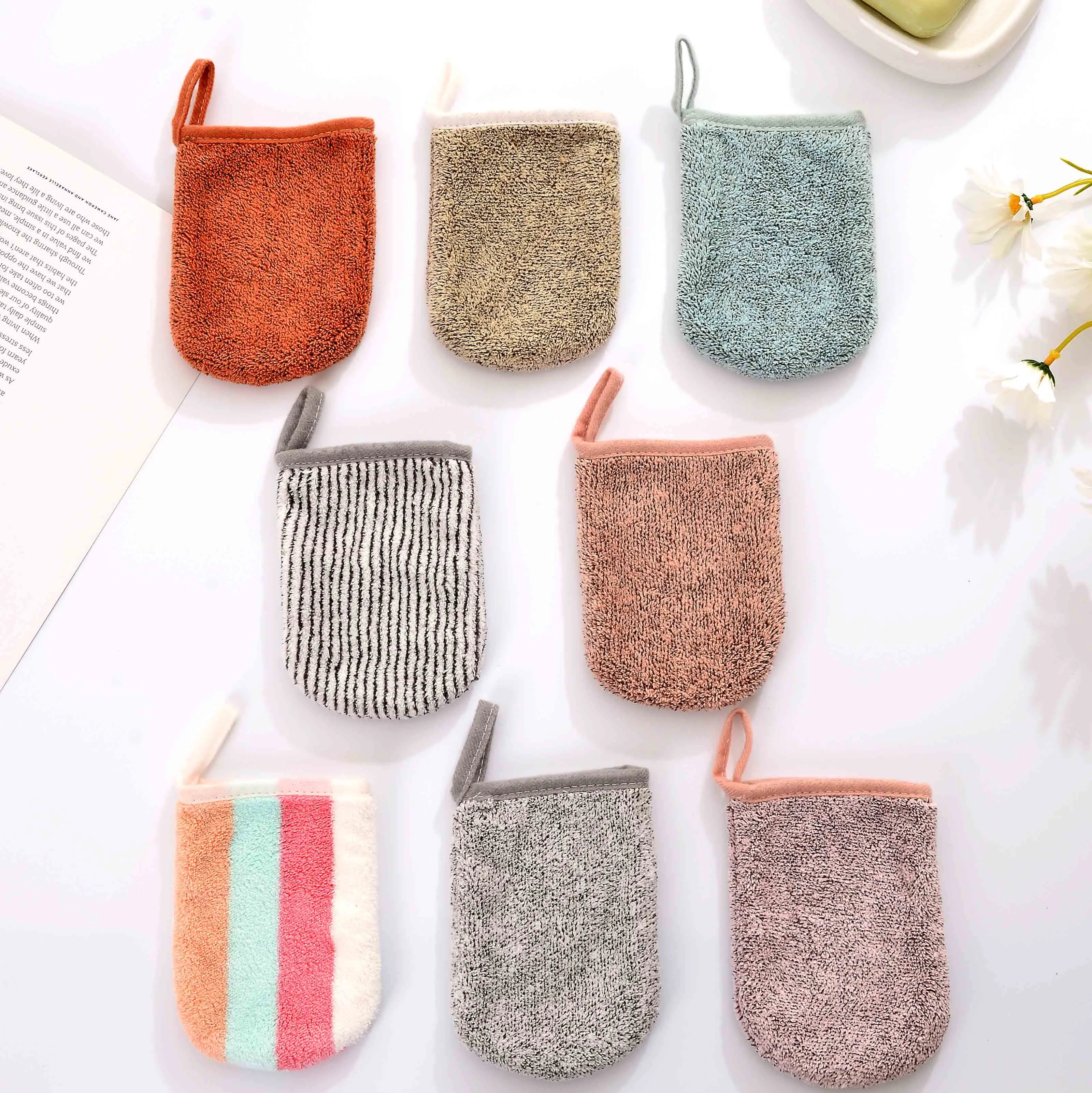 Antibacterial Microfiber face cleansing reusable makeup remover pads make up remover glove