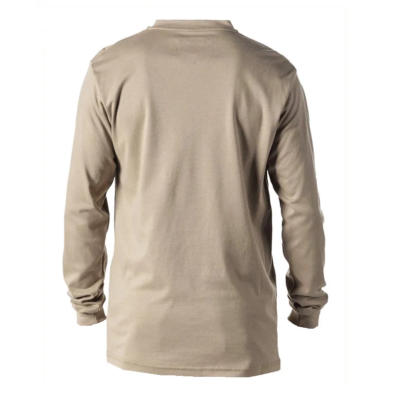 SONICE Lightweight Knit Fire Resistant Long Sleeve Aramid 3A Work Welding Welder clothing Henley FR Shirts for Men