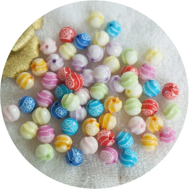 Wholesale Colorful Five point Star Flower Acrylic Beads Round shape plastic bead For DIY  jewelry Making Hair Accessories