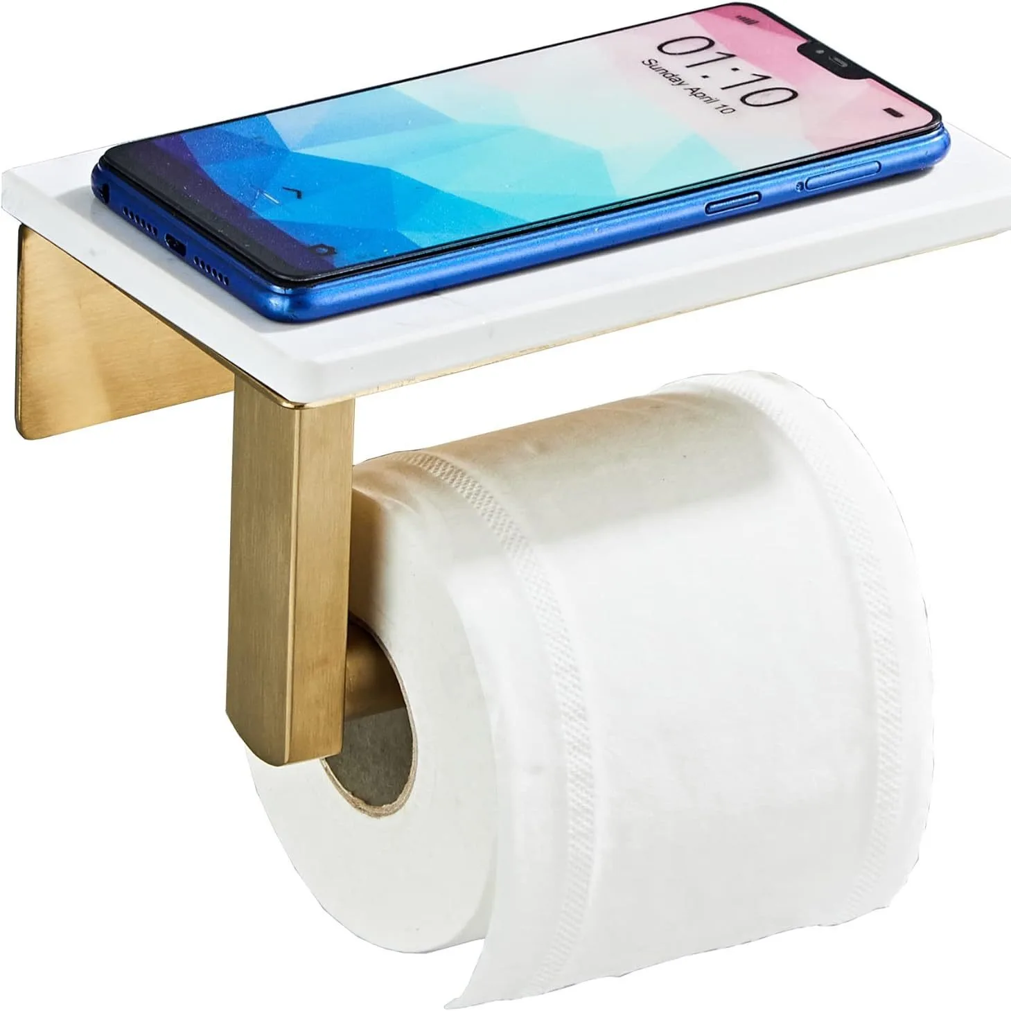 STOCCO classic stainless steel tissue paper holder bathroom wall mounted toilet paper holder with marble mobile phone shelf