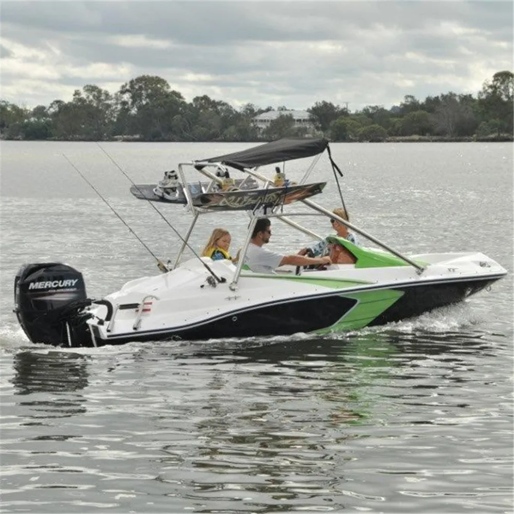 New fiberglass jet boat with outboard engine for private