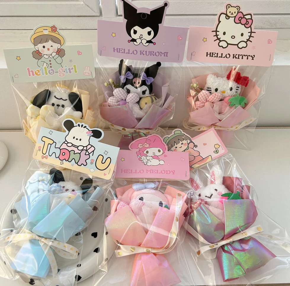 Новые плюшевые куклы Sanrioo Cinnamoroll аниме мультяшный Выпускной Мини-букет каваи санри куроми цветы подарки на день Святого Валентина