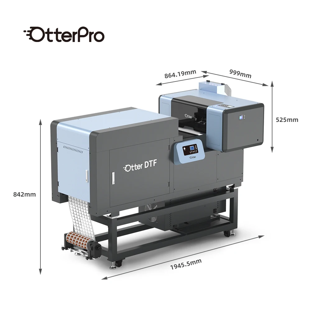 Завод OtterPro все-в-одном DTF-принтер двойная i1600 печатающая головка ПЭТ-пленка промышленный с шейкером и сушилкой