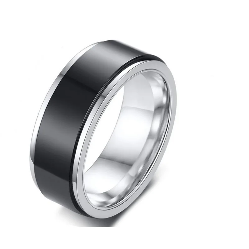 Hot man spinner ring jewelry 8mm matte finish carbide black ring for men tungsten stainless steel ring