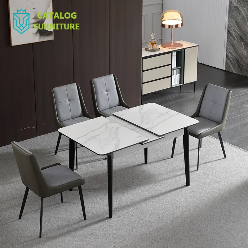 
Fashion hot trend extendable stone top dining table modern home furniture 