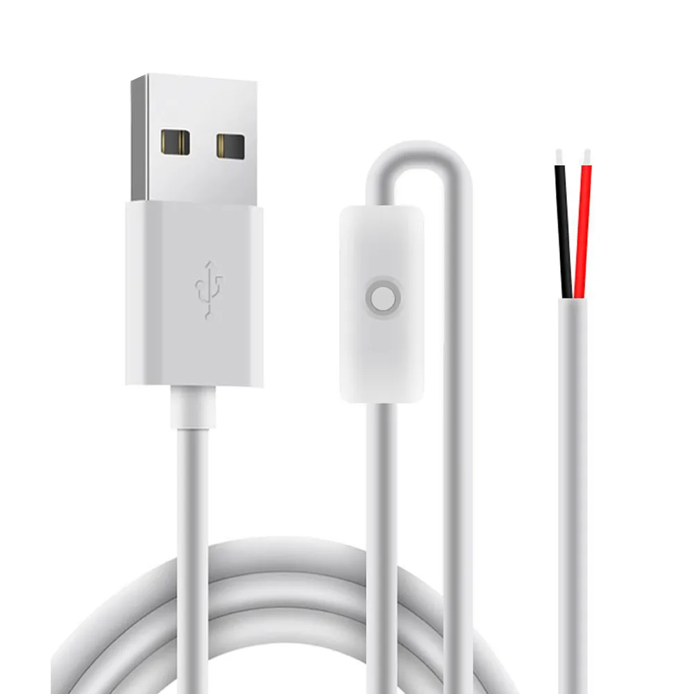1 м 5 2464-22AWG Белый Черный Ночной свет USB кабель питания с 501 переключателем