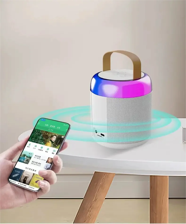 Rgb Colorful LED Lights Audio with Wireless Dual Microphone Karaoke Machine Blue Tooth Speaker Kids