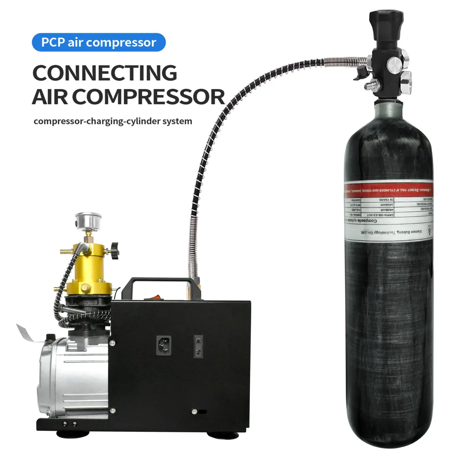 GP Professional Technology High Pressure 3L 4500psi 300bar 30mpa Paintball Game Scuba Diving Carbon Fiber Gas Cylinder Air Tanks