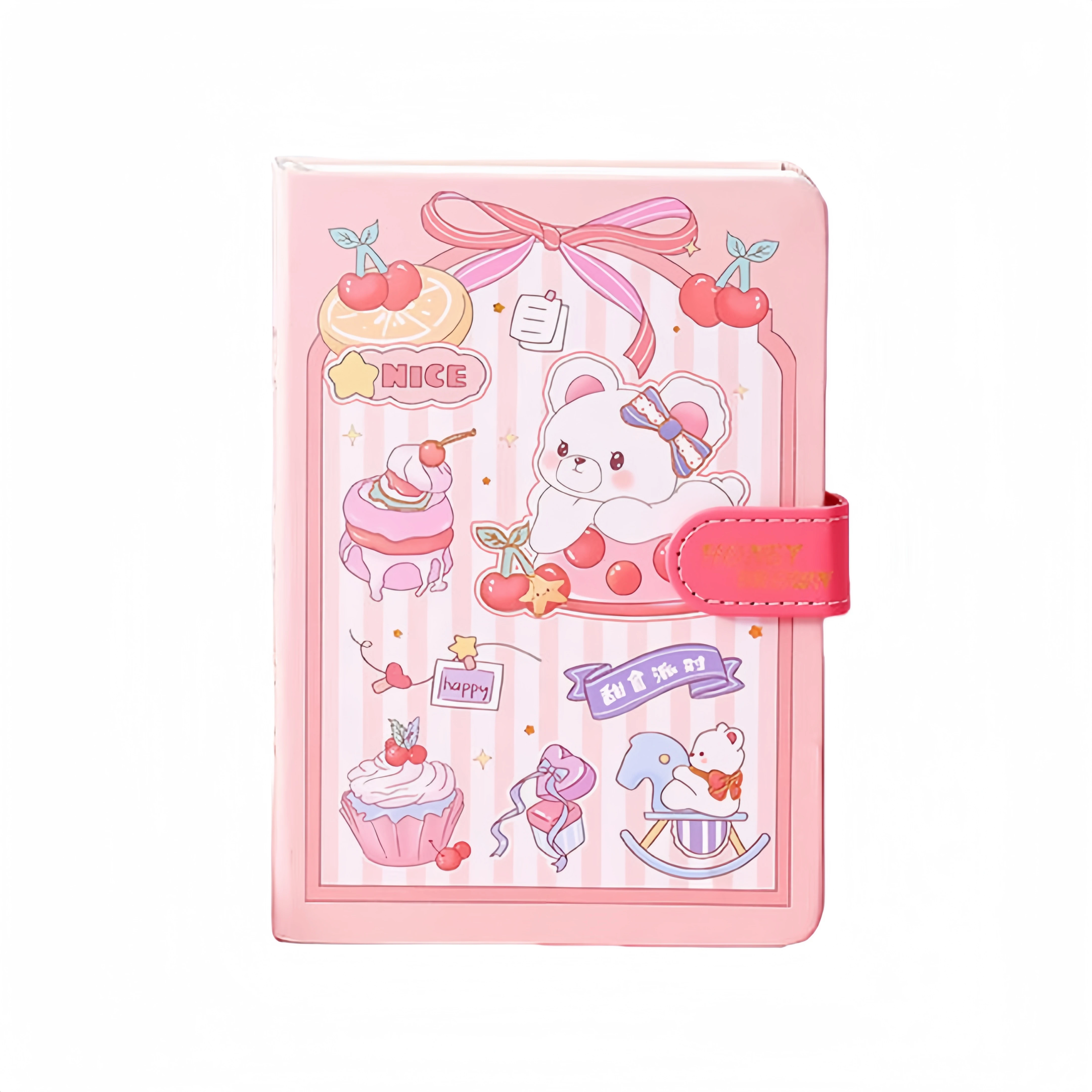 Hot selling 32K cartoon cute Japanese and Korean style 32K white cardboard paper cover magnetic buckle ledger shorthand notebook